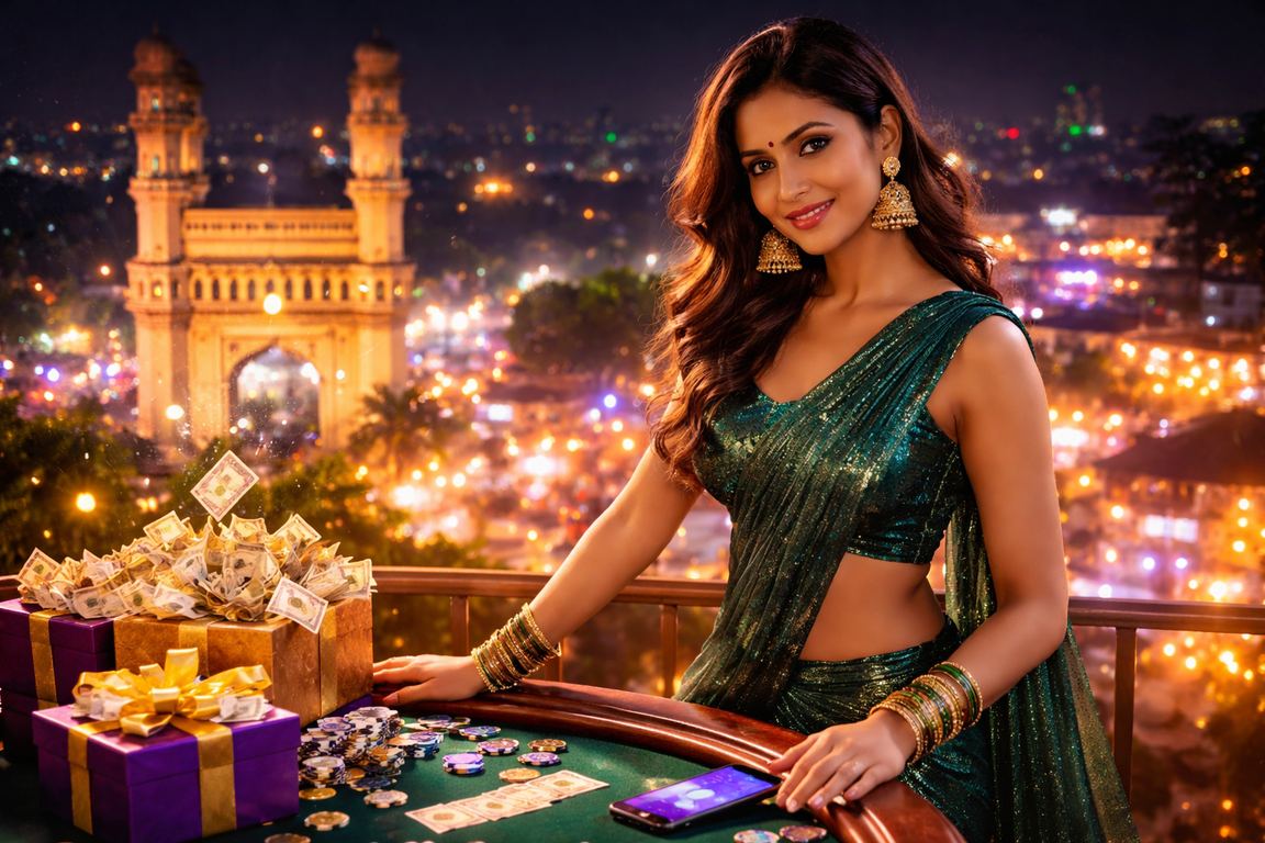 Mobile player enjoying rummy with easy payments near Hyderabad Charminar